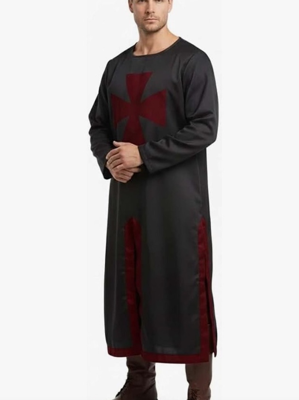 🎃🔥 NWT man’s medieval Knight/warrior black/burgundy, long sleeve tunic costume